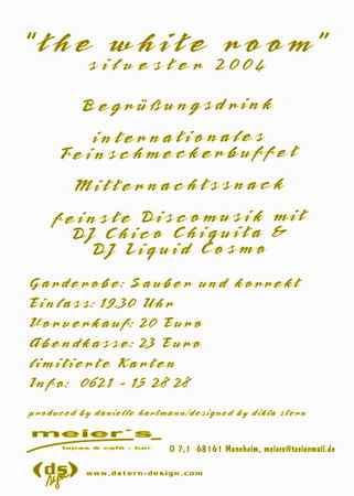 The White Room- Silvester 2004 Werbeplakat