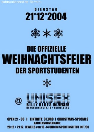 X-Mas-Feier der Sportstudenten Werbeplakat
