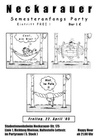 Wohnheim-Party Neckarau Werbeplakat