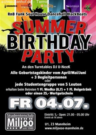 Summer Birthday Party Werbeplakat