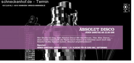 Absolut Disco - Cocktail Spec. Werbeplakat