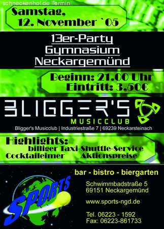 13er Party Werbeplakat