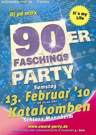 90er Faschingsparty Werbeplakat