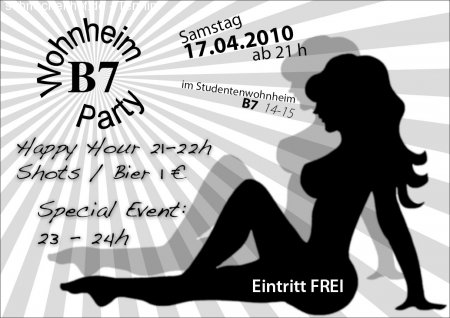 B7 Wohnheimparty Werbeplakat
