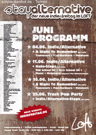 04. Juni - Stay Alternative - Indie Freitag Werbeplakat