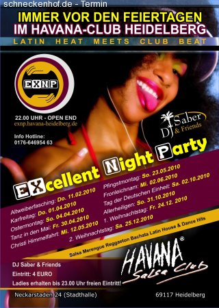 EXcellent Night Party ** LATIN HEAT MEETS CLUB BEAT ** Werbeplakat