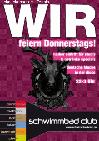 Wir feiern Donnerstags! Werbeplakat