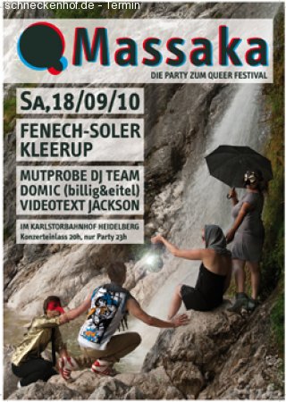 QMassaka Party + Mutprobe Werbeplakat