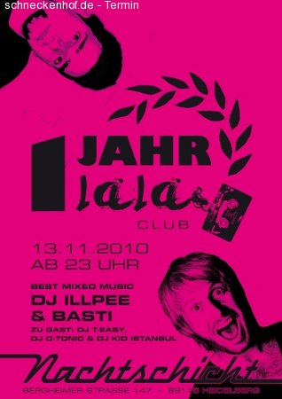 1 Jahr lala Club Werbeplakat