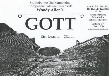 Woody Allen : Gott -Ein Drama  Werbeplakat