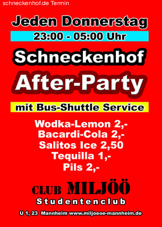 Schneckenhof Afterparty Werbeplakat