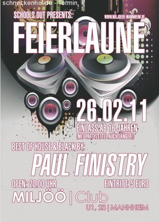 Feierlaune mit Paul Finistry Werbeplakat