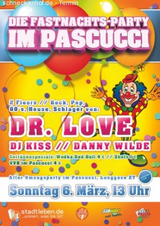 Fastnachts-Party im Pascucci Werbeplakat