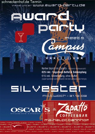 Silvester 2004 - Award-Party meets Campus-Club  Werbeplakat