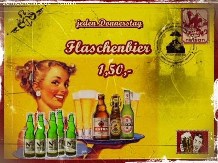 Flaschenbier 1,50,- Werbeplakat