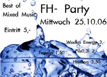 FH- f&uuml;r Arbeit  Party Werbeplakat