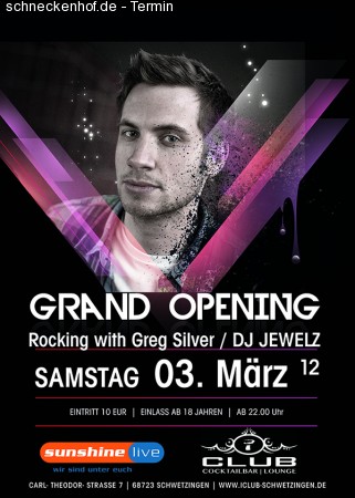 Grand Opening mit Greg Silver Werbeplakat