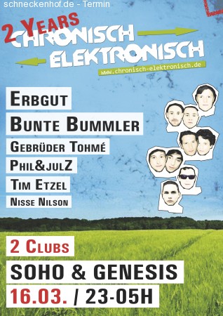2 Jahre Chronisch Elektronisch Werbeplakat
