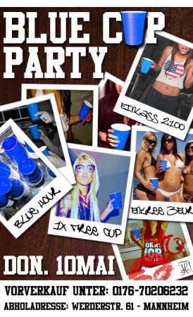 Blue Cup Party Werbeplakat