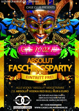 Absolut Faschingsparty Werbeplakat