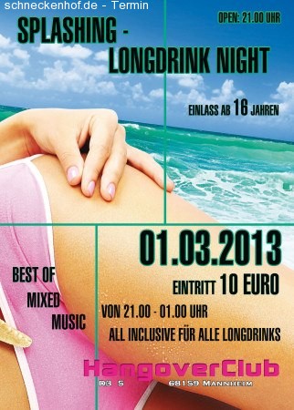 Splashing Longdrink Night Werbeplakat