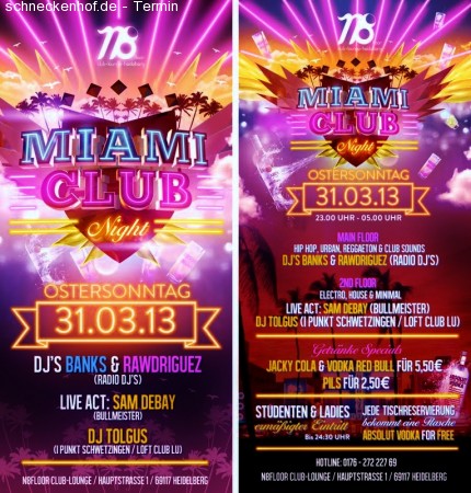 Miami Club Night Osterspecial Werbeplakat